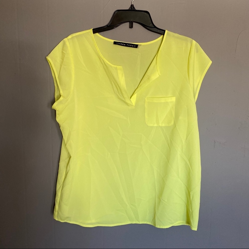 Ivanka Trump Neon Yellow Short Sleeve Blouse
